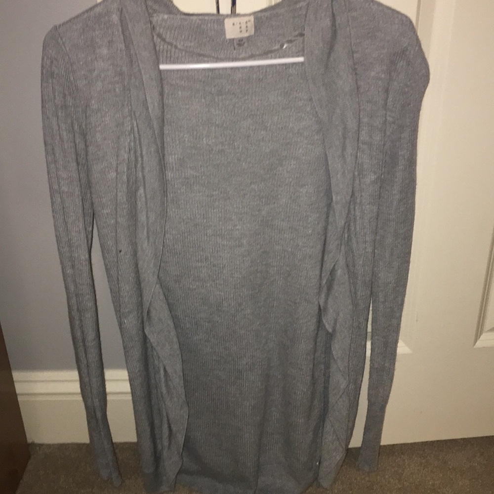 grey cardigan
